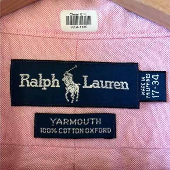 Ralph Lauren 17-34 Pink Preppy Casual Button Down Shirt - Picture 7 of 11